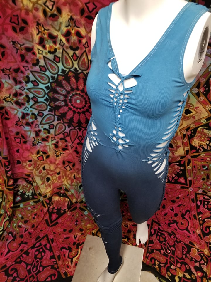 Blue ombre Hand Dyed Slit Weave Pant Body Suit- Size Medium – Utopia  Artistry