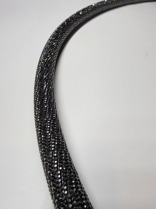 34 3/4 Black Velvet Ready to Ship Diamond Hoop with Clear Tape