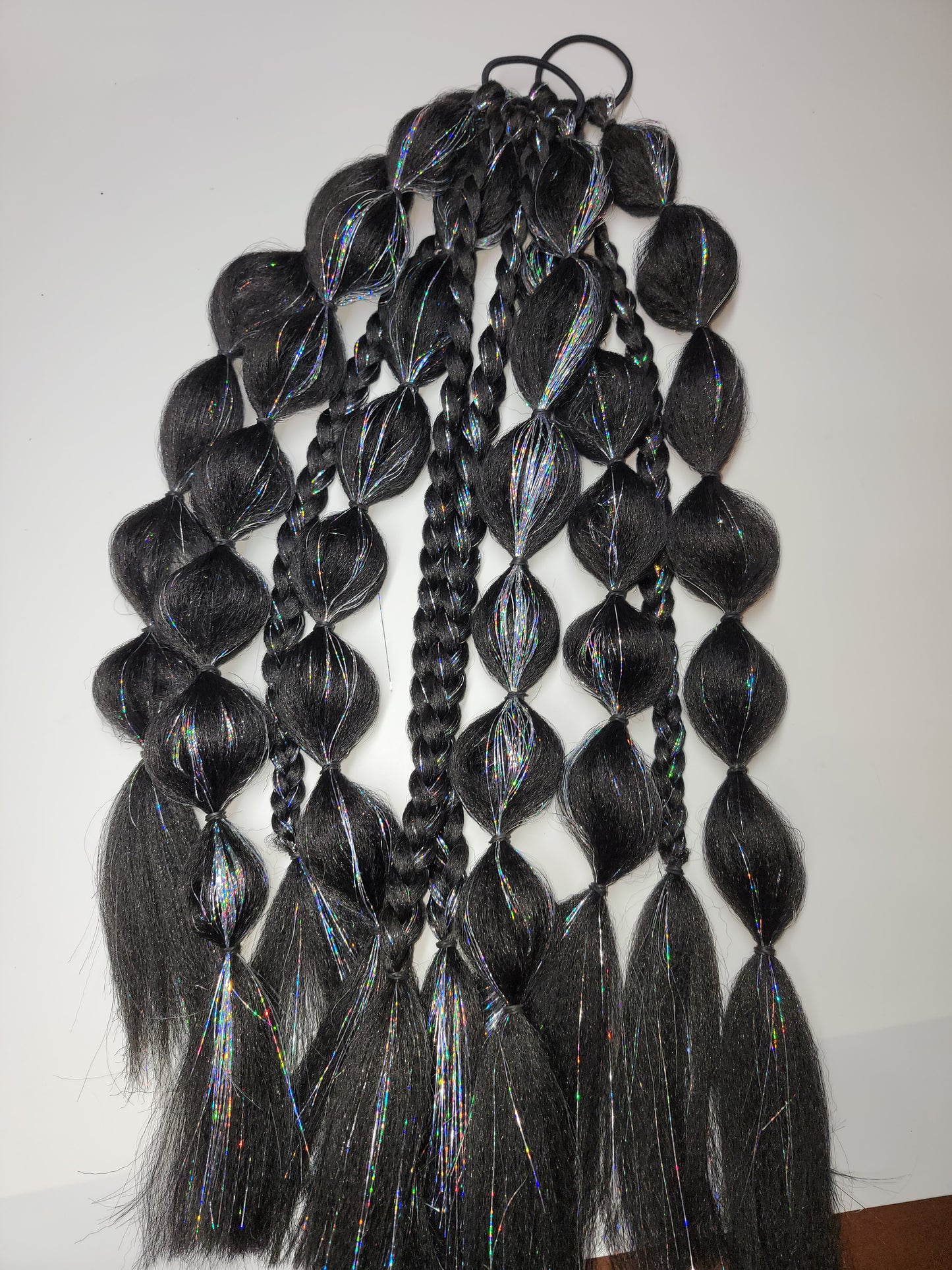 Festie braids Black with Silver Tinsel