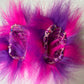 Pink/Purple fur, Hot Pink Iridescent squares