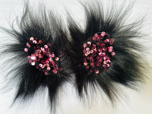 Black fur, Pink Sequin