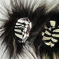 Black fur, B&W Psychedelic fabric