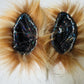 Brown & Cream fur, Black Iridescent fabric