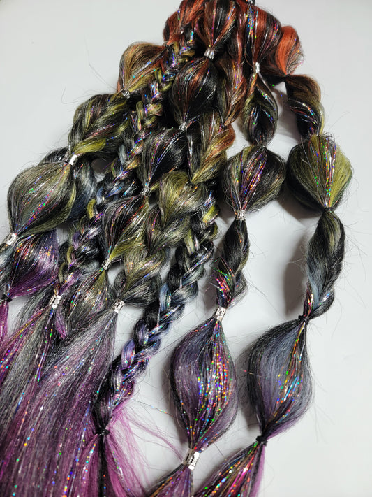 Rainbow Nebula Festival Braid Tie In's