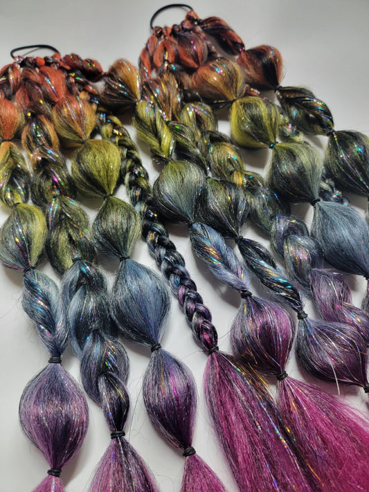 Rainbow Nebula Festival Braid Tie In's