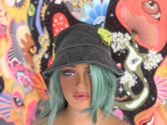 Hand Embroidered Moss Bucket Hat