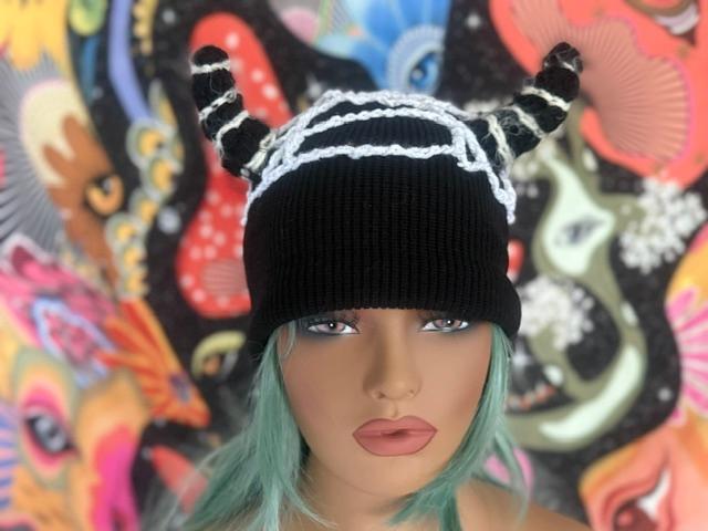 Spider web & Horn Beanie