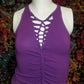 Purple Hand Dyed Slit Weave Crop Top- Size Small