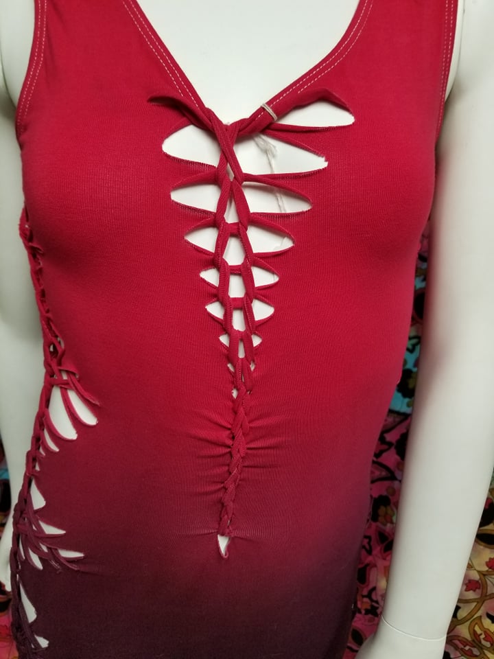 Red & Black Hand Dyed Slit Weave Pant Body Suit- Size Small – Utopia  Artistry