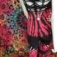 Red & Black Hand Dyed Slit Weave Pant Body Suit- Size Small