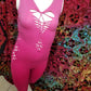 Pink Ombre Hand Dyed Slit Weave Pant Body Suit- Size Medium