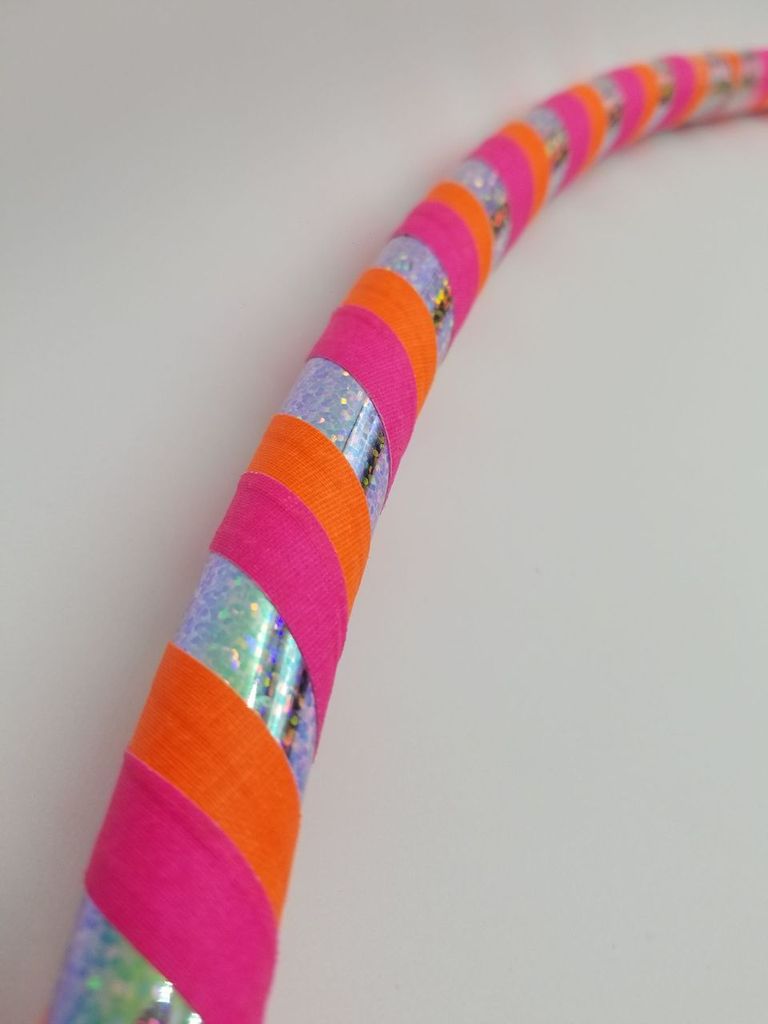 90's Pink & Orange Glitter Beginner Taped Hoop